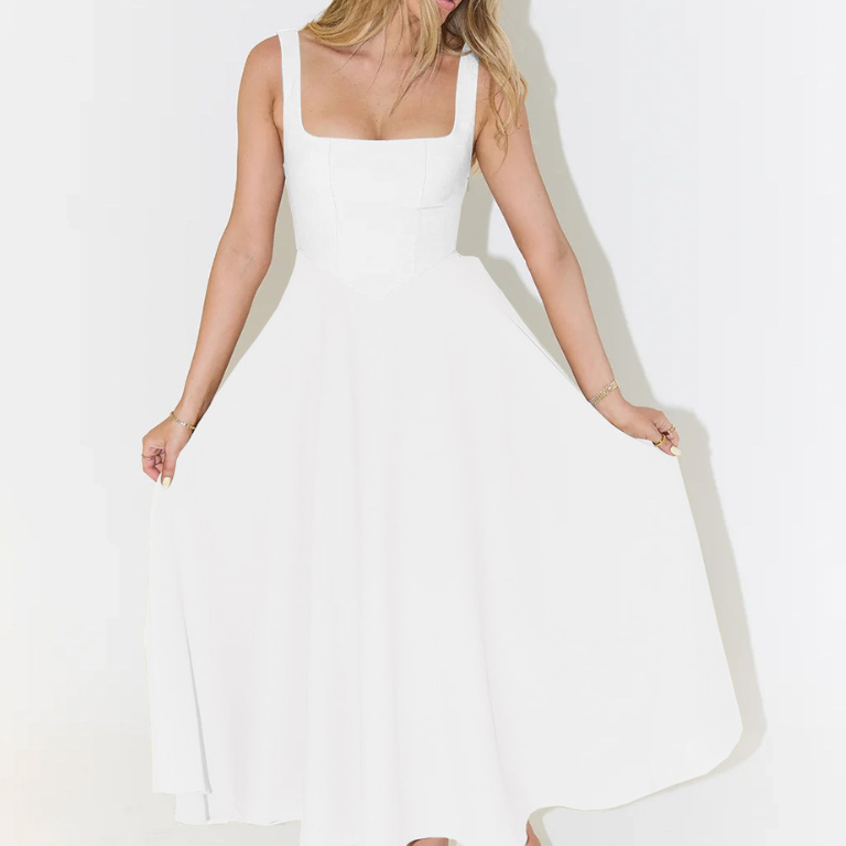 Elegantna Midi Haljina s Romantičnom Linijom